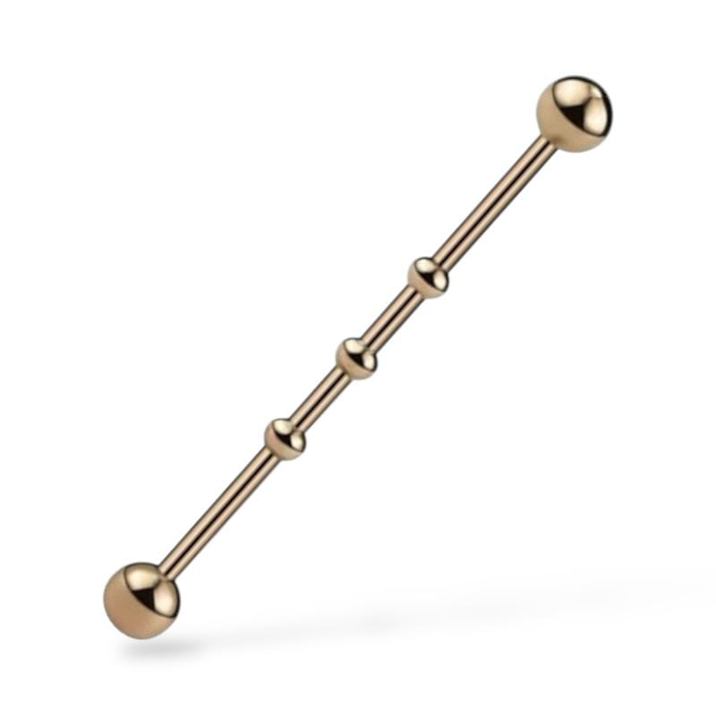 Stalowa sztanga różowe złoto z kuleczkami INDUSTRIAL STAL 316L