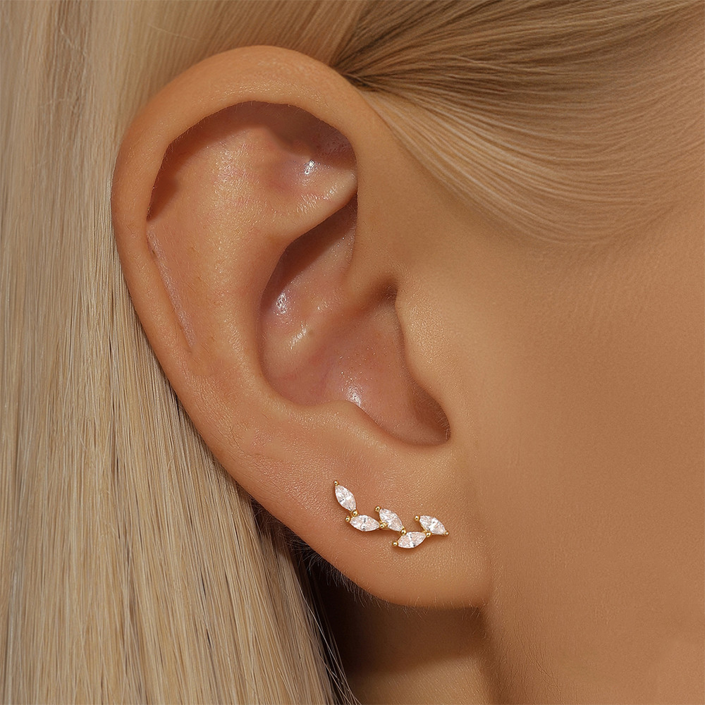 Labret z Cyrkoniami gałązka – Srebro 925