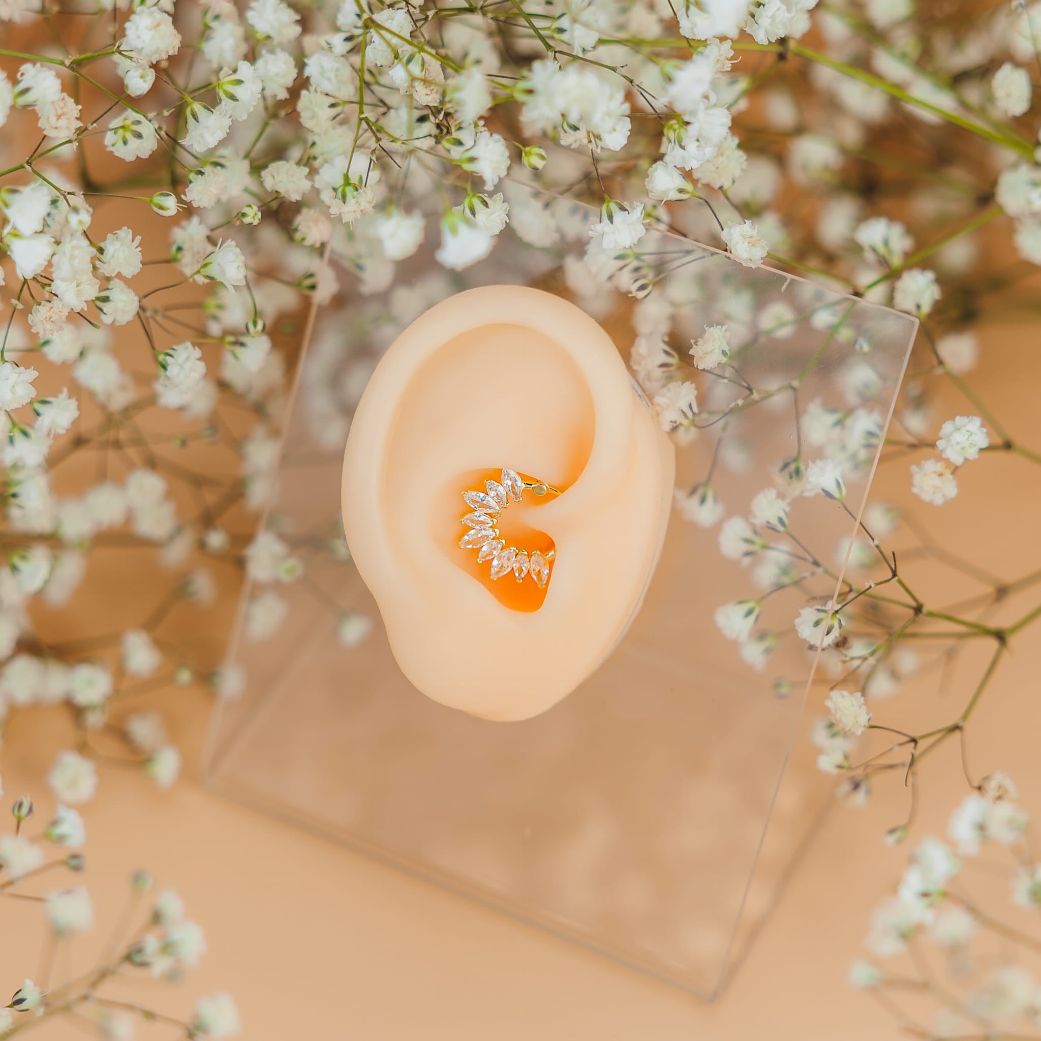 Clicker kolor ZŁOTY z cyrkoniami łezki - SREBRO 925