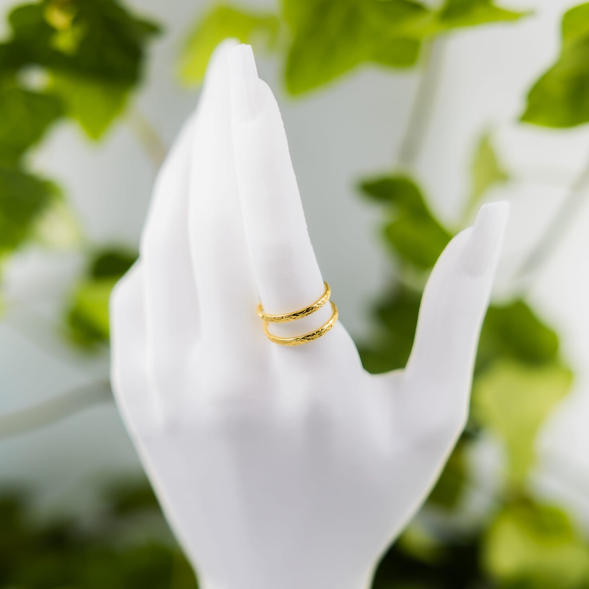 Pierścionek złoty podwójny młotkowany