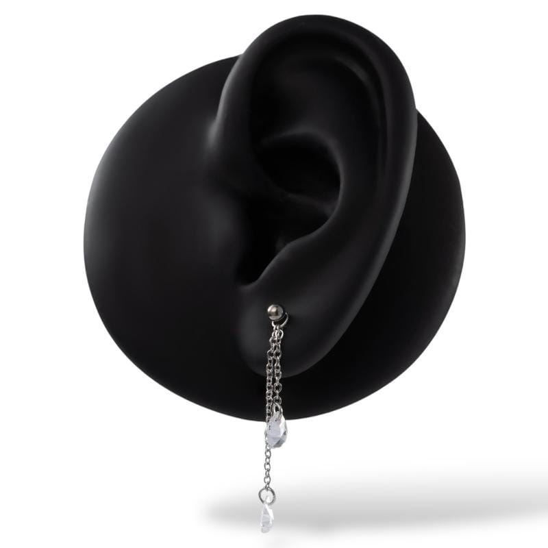 Srebrny zwisający łańcuszek z cyrkoniami