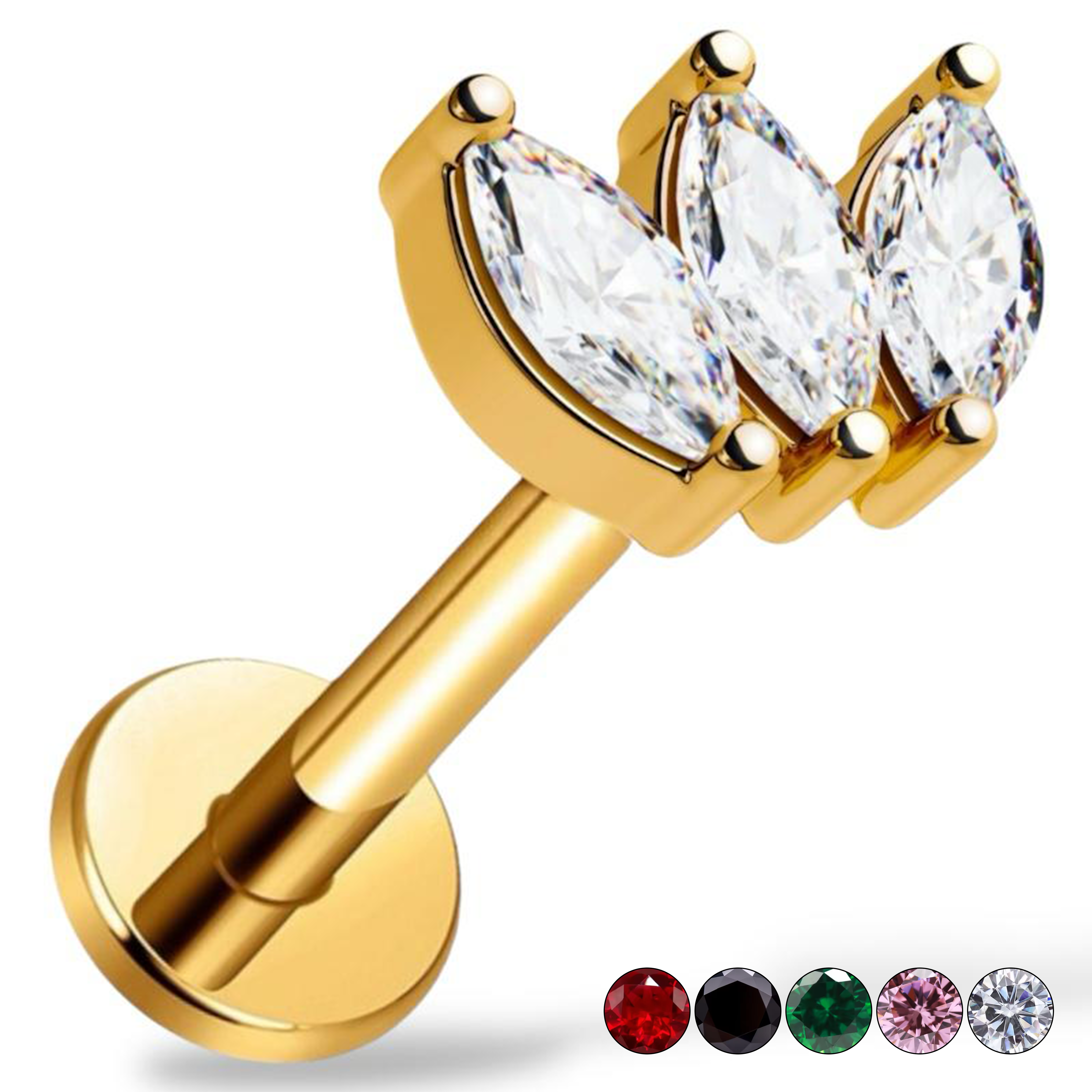 Tytanowy złoty labret ozdobny markizy