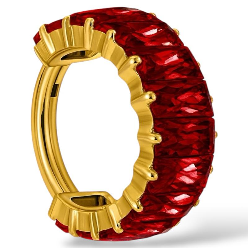 Kolczyk Clicker tytanowy złoty z dużymi cyrkoniami