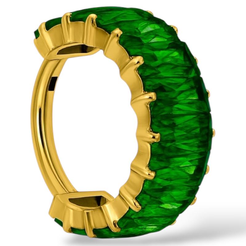 Kolczyk Clicker tytanowy złoty z dużymi cyrkoniami