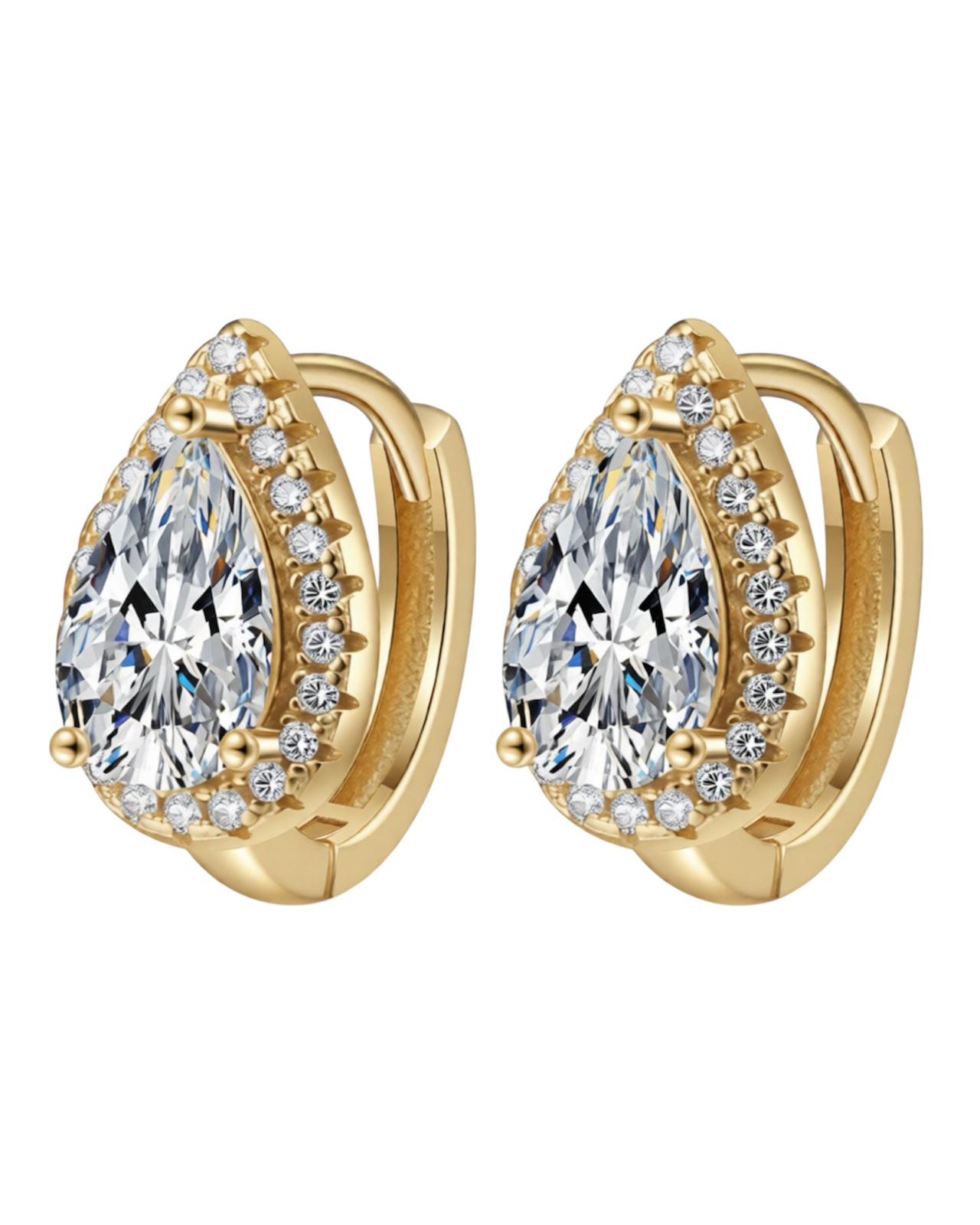 Pozłacane srebrne kolczyki łezka z moissanite - SREBRO 925