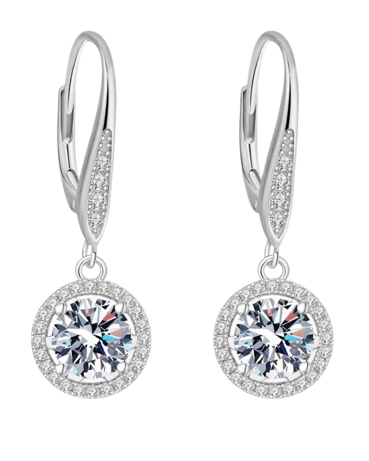 Srebrne kolczyki z okrągłym moissanite - SREBRO 925