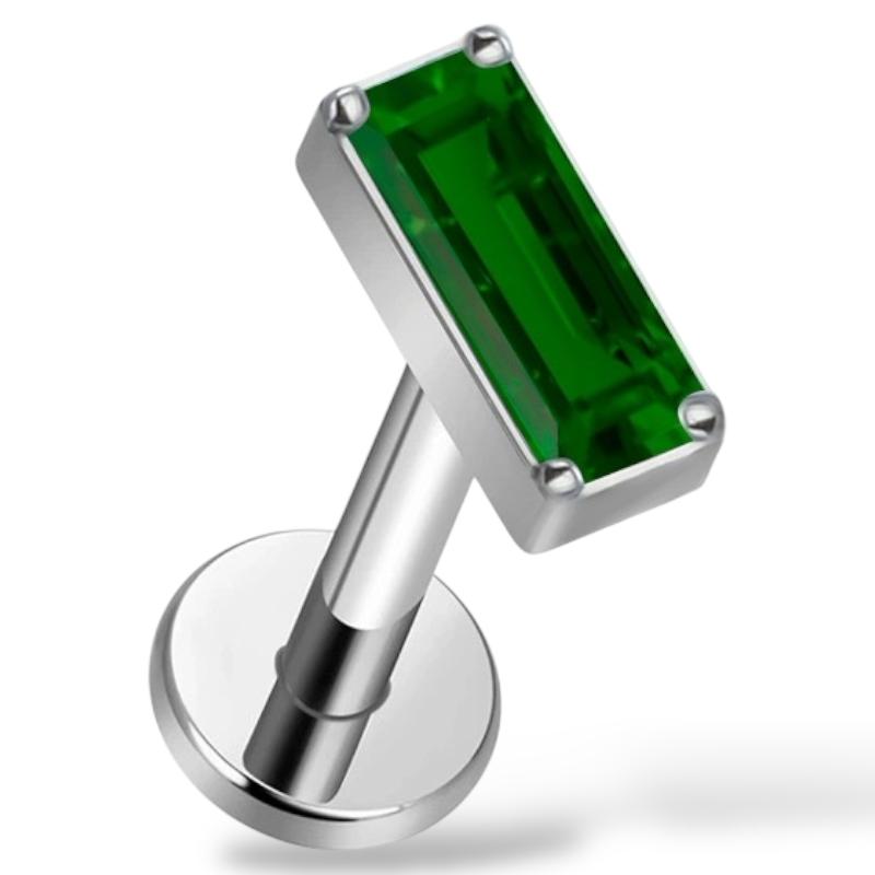 Tytanowy labret z prostokątną cyrkonią