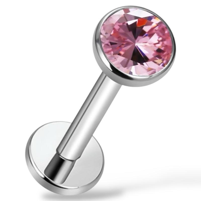 Tytanowy labret z cyrkonią