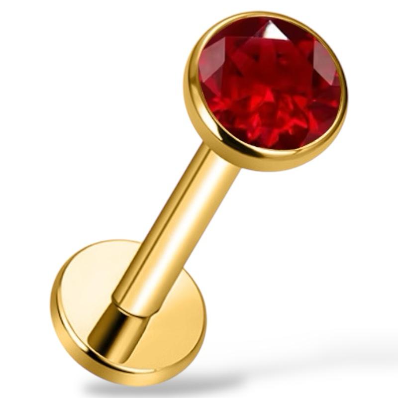 Tytanowy złoty labret z cyrkonią