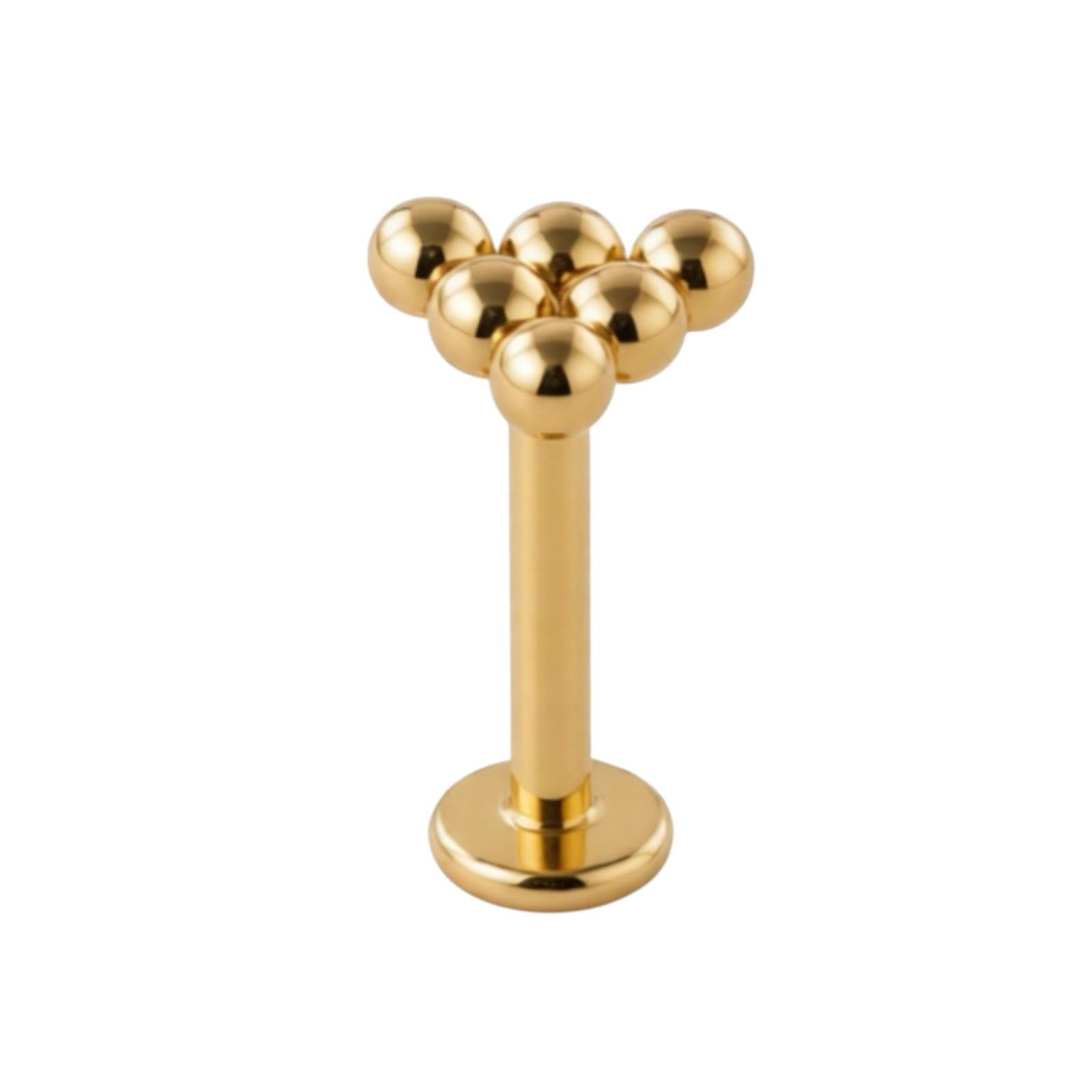 Labret Push Pin z kuleczkami - ZŁOTO 585