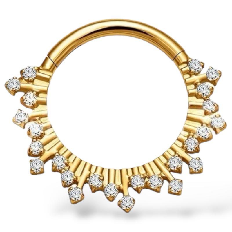 Kolczyk Clicker ZŁOTY słońce z cyrkoniami