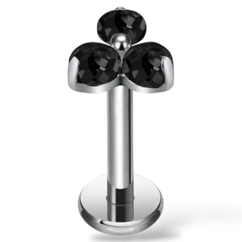 Tytanowy srebrny labret w trójkątny kwiat