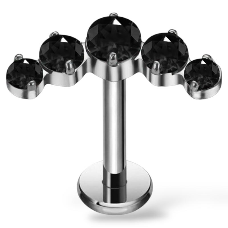 Tytanowy labret ozdobny z cyrkoniami