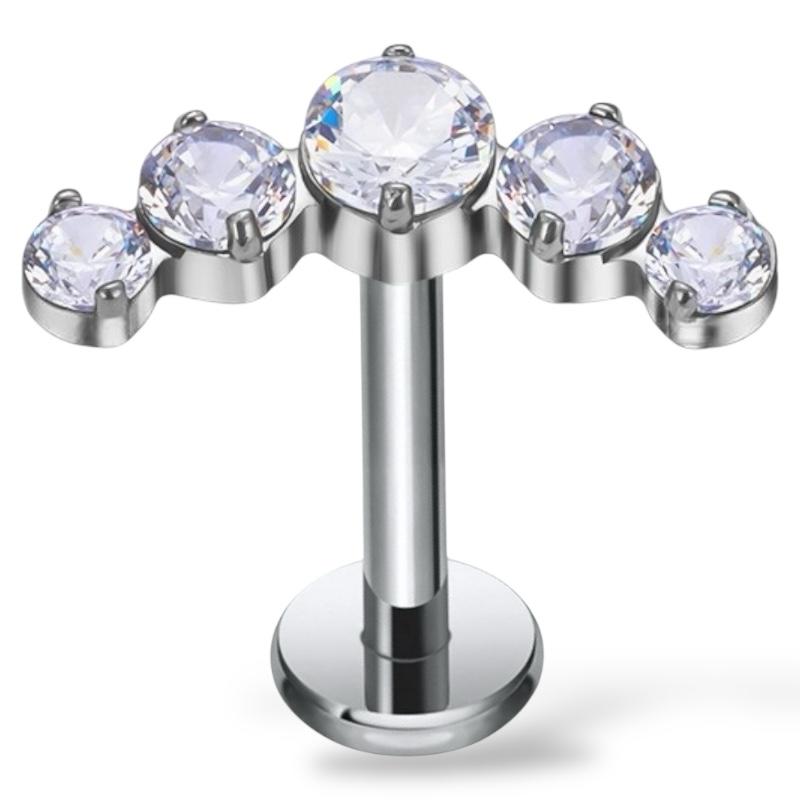 Tytanowy labret ozdobny z cyrkoniami
