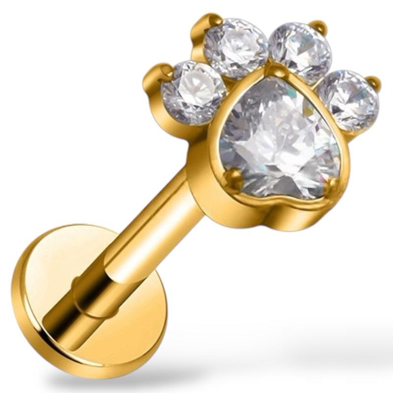 Tytanowy labret kocia łapka