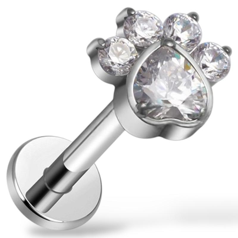 Tytanowy labret kocia łapka