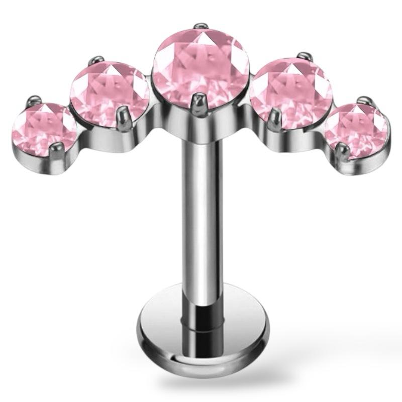 Tytanowy labret ozdobny z cyrkoniami