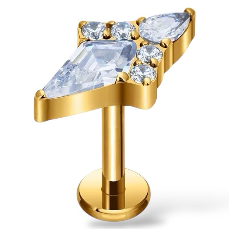 Tytanowy ozdobny labret z cyrkoniami
