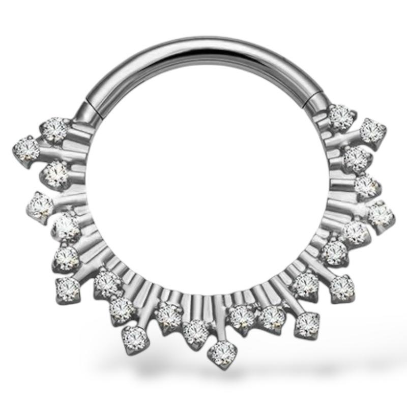 Kolczyk Clicker SREBRNY słońce z cyrkoniami