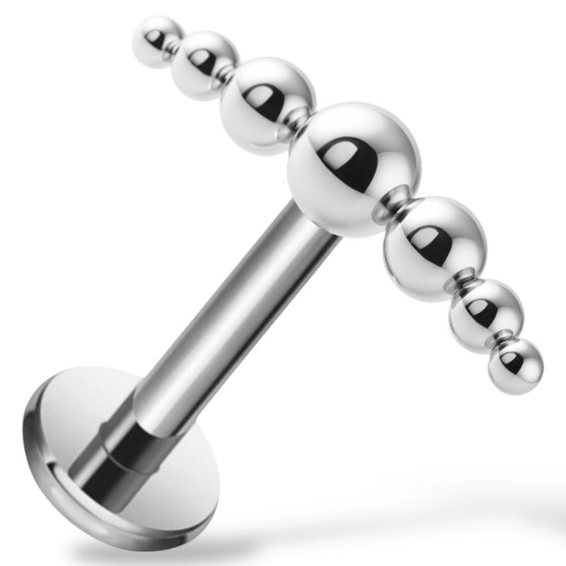 Tytanowy labret siedem kuleczek