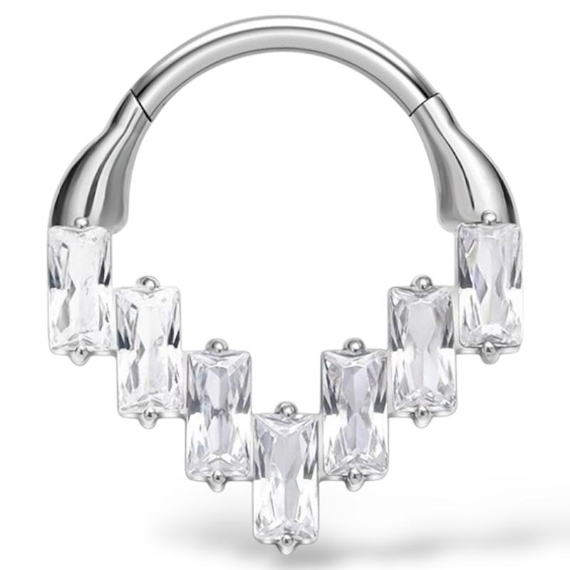 Tytanowy clicker z prostokątnymi cyrkoniami