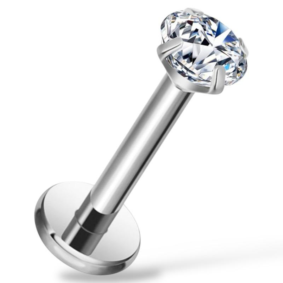 Tytanowy labret z kamieniem moissanite