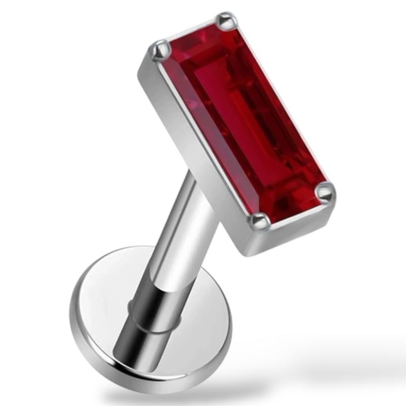 Tytanowy labret z prostokątną cyrkonią