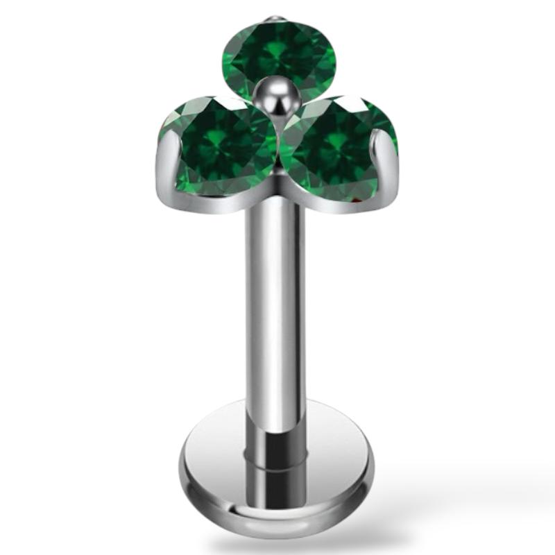 Tytanowy srebrny labret w trójkątny kwiat