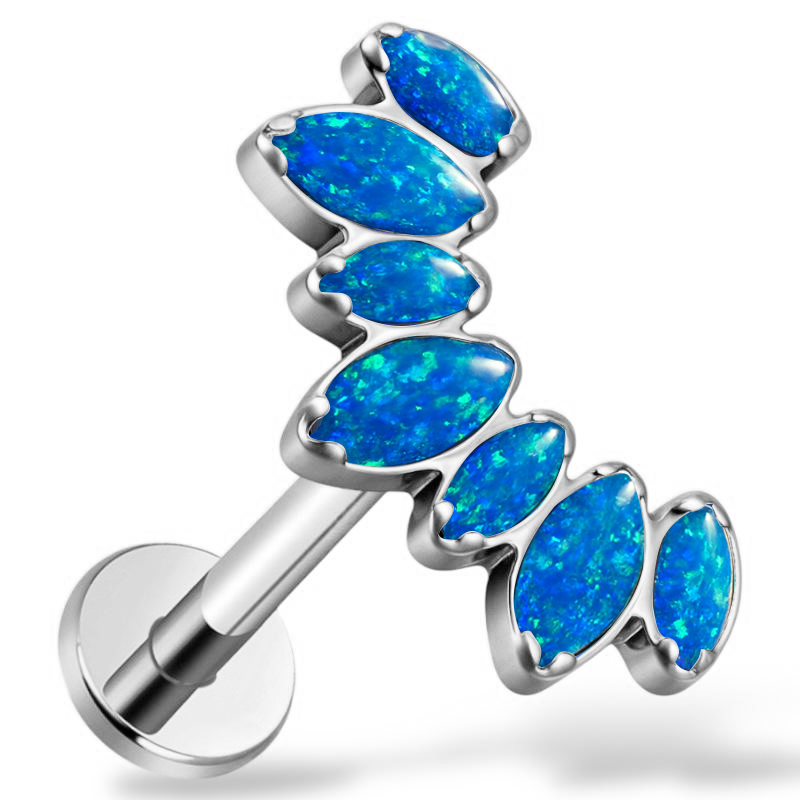 Kolczyk srebrny z niebieskim opalem